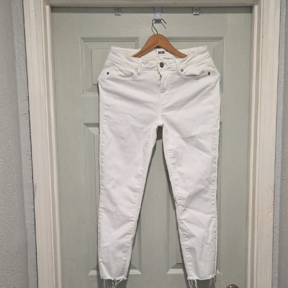 PAIGE Kylie Crop Raw Hem Women's White Jeans Size 29
